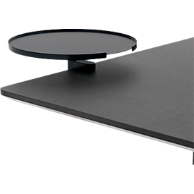 Anbautisch, für die Montage an Schreibtischen, rund, mit Tischklemme, Ø 280 mm, Metall, schwarz lackiert