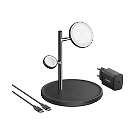 Anker Innovations Anker MagGo - Induktive Ladematte - 3-in-1 + AC-Netzteil - 25 Watt - 3 Ausgabeanschlussstellen (kabelloses Laden)