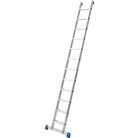 Anlegeleiter Krause, TRBS 2121-2, Arbeitshöhe 4100 mm, 12 rutschfeste Profilstufen mit T 80 mm, Fußstopfen, Quertrav., Alu