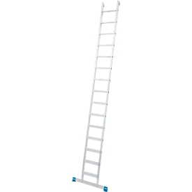 Anlegeleiter Krause, TRBS 2121-2, Arbeitshöhe 4800 mm, 15 rutschfeste Profilstufen mit T 80 mm, Fußstopfen, Quertrav., Alu