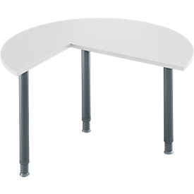 Ansatztisch, 3/4 Kreis, Ø 1400 mm, Ansatz rechts/links, lichtgrau/anthrazit
