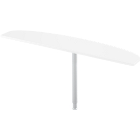 Ansatztisch, Ellipsenform, B 1800 x T 400 mm, weiß/weißalu