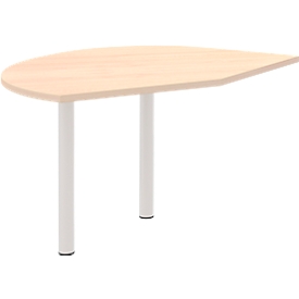 Ansatztisch links BARI, 2 Stützfuße, Form B, Bogen, B 1050 x T 1260 x H 680-820 mm, Ahorn-Dekor