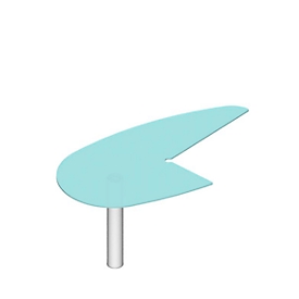 Ansatztisch X-Time Work, Dreiviertelkreis, Ansatz rechts, Rundrohrfuß, B 960 x T 1850 x H 740 mm, transparent/weiß