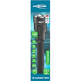 ANSMANN lampe de poche LED T12000FR, 12 000 lumens, 4 fonctions d'éclairage, fonction banc de puissance, IPX5/IK07, noir