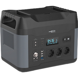 ANSMANN Powerstation PS2200AC, 3x AC Steckdose 2200 W, 2x USB-C, 3× USB-A, 1× USB-A QC, 4 Lademöglichkeiten, LED-Lampe, Tragegriffe, schwarz