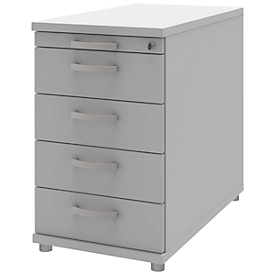 Anstellcontainer BARI, Materialauszug, 4 Schubkästen, abschließbar, B 433 x T 800 x H 720 mm, hellgrau
