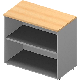 Anstellregal ARLON OFFICE, 2 offene Fächer, B 800 x T 450 x H 730 mm, Buche-Dekor/alufarben