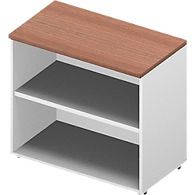 Anstellregal ARLON OFFICE, 2 offene Fächer, B 800 x T 450 x H 730 mm, Nuss-Canaletto-Dekor/weiß
