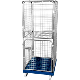 Antidiefstal container 1600 op kunststof rolplaat, gentiaanblauw RAL 5010