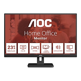 AOC Essential-line 24E3UM/BK - LED-Monitor - 60.5 cm (24") - 1920 x 1080 Full HD (1080p) @ 75 Hz - VA - 300 cd/m²