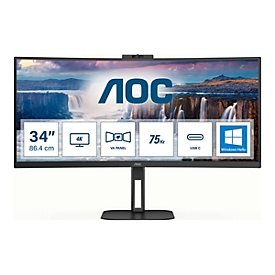 AOC Value-line CU34V5CW/BK - V5 series - LED-Monitor - gebogen - 86.4 cm (34") - 3440 x 1440 WQHD @ 100 Hz