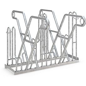 Aparcabicicletas WSM, bilateral, para ruedas de hasta 55 mm ancho, An 1080 x P 390 x Al 800 mm, acero galvanizado, 4 plazas