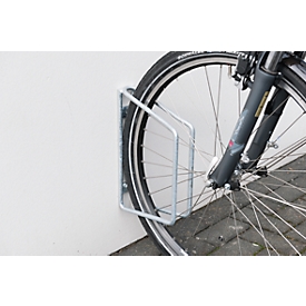 Aparcabicis soporte de rueda vertical WSM 3600, acero galvanizado en caliente, montaje en pared, para anchos de rueda de hasta 38 mm, 5 unidades