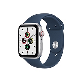 Apple Watch SE (GPS + Cellular) - 44 mm - Aluminium, Silber - intelligente Uhr mit Sportband - Flouroelastomer - Abyss Blue