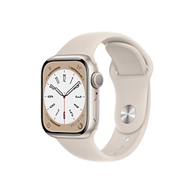 Apple Watch Series 8 (GPS) - 41 mm - Starlight Aluminium - intelligente Uhr mit Sportband - Flouroelastomer - Starlight