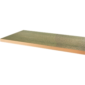 Arbeitsplatte, 45 mm stark, Gewindehülsen, grüne Kunststoffbeschichtung, mit Hartholzrahmen, B 1500 x T 700 mm