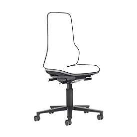 Arbeitsstuhl bimos NEON, Permanentkontakt, Grundmodell ohne Polsterelement, mit Rollen, Flexband grau