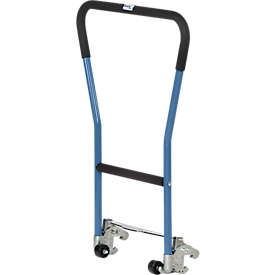 Arceau de poussée, pour châssis mobile à palettes, tube en acier, bleu, à enclencher, 2 roulettes auxiliaires