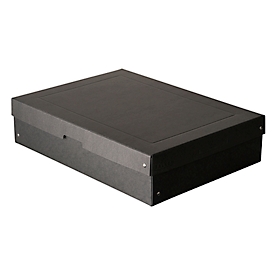 Archiefdoos Falken PURE Box Zwart A3, voor maximaal 1250 vel, met etiketveld, L 440 x B 320 x vulhoogte 100 mm, Blaue Engel, FSC® karton, zwart