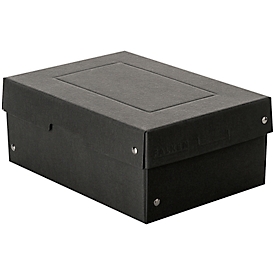 Archiefdoos Falken PURE Box Zwart A5, voor maximaal 1250 vel, met etiketveld, L 250 x B 180 x vulhoogte 100 mm, Blaue Engel, FSC® karton, zwart