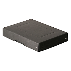 Archiefdoos Falken PURE Box Zwart A5, voor maximaal 500 vel, met etiketveld, L 250 x B 180 x vulhoogte 40 mm, Blaue Engel, FSC® karton, zwart