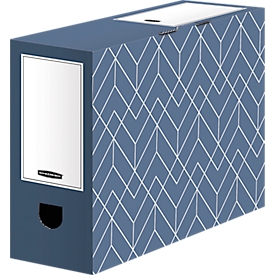Archiefdozen Décor BANKERS BOX - FSC gerecycled karton - rug 100 mm - leisteenblauw - 5 stuks