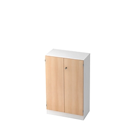 Archiefkast 3 ordnerhoogten, B 800 x D 420 x H 1270 mm, afsluitbaar, wit/eiken