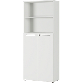 Archiefkast Agenda, 5 OH, B 800 x H 1970 x D 400 mm, 2 open vakken, afsluitbaar, lichtgrijs