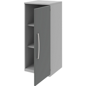 Archiefkast BARI, 3 ordnerhoogten, 2 legborden, deuraanslag rechts, B 427 x D 430 x H 1117 mm, lichtgrijs/antraciet