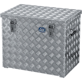 Arcón de transporte, chapa estriada de aluminio, con cintas de retención, 120 l