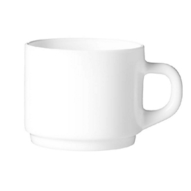 Arcoroc Everyday coffee cup 0.22 l tempered glass, white, stackable, H 65 mm - modern &amp; robust, set of 6