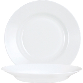 Arcoroc Everyday Uni tiefer Teller 22,5 cm aus gehärtetem Glas, Blanc, bruchsicher & spülmaschinenfest, 6 Stück