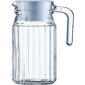Arcoroc QUADRO pichet 0,5 L, verre avec couvercle plastique blanc, 157 x 85 mm, gain de place pour la porte du réfrigérateur