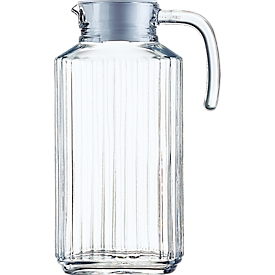 Arcoroc QUADRO pichet 1,7 L, transparent, plastique avec couvercle plastique blanc, s'adapte à chaque porte de réfrigérateur, 256×156 mm