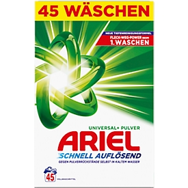 Ariel Universal+ lessive universelle, lessive en poudre, propreté éclatante, parfum frais, 45 charges de lavage