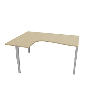 ARLON-OFFICE Schuin bureau, 4-poots, aanbouw links, B 1600 x D 1200 x H 730 mm, eiken decor
