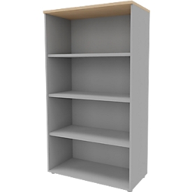 ARLON OFFICE stellingkast, 4 dossierhoogtes, 3 variabele legborden, B 900 x D 450 x H 1600 mm, eiken decor/aluminium