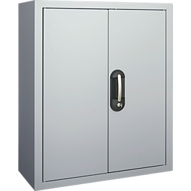 Armario-almacén, 830 mm de alto, 4 estantes, sin cajas, con puertas, aluminio blanco