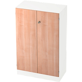 Armario archivador TARVIS, con tirador sin cerradura, 3 alturas de archivo, An 800 x P 420 x Al 1270 mm, blanco/acabado en nogal