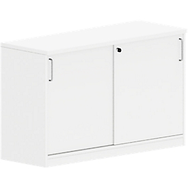 Armario auxiliar de puertas correderas BEXXSTAR, 1,5 alturas de archivo, ancho 1200 x fondo 445 x alto 740 mm, blanco