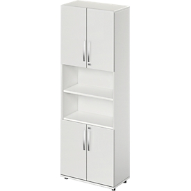 Armario combinado Schäfer Shop Select LOGIN, arriba y abajo 2 alturas de archivador con puerta, balda central, An 800 x P 420 x Al 2240 mm, gris claro/gris claro