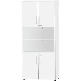 Armario combinado Schäfer Shop Select SET UP, 6 OH, An 800 x P 420 x Al 2240 mm, blanco/blanco