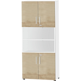 Armario combinado Schäfer Shop Select SET UP, 6 OH, An 800 x P 420 x Al 2240 mm, blanco/roble silvestre