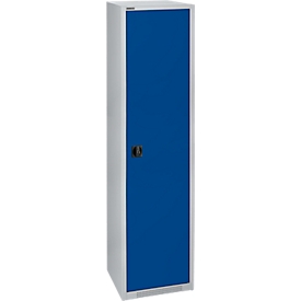 Armario con puerta abatible Schäfer Shop Genius FS, acero, con rejillas de ventilación, ancho 545 x fondo 520 x alto 1950 mm, 5 carpetas, aluminio blanco/ azul genciana, hasta 250 kg