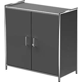 Armario de puertas batientes Toledo, con panel trasero, con cerradura, 2 AA, An 800 x P 380 x Al 780 mm, antracita