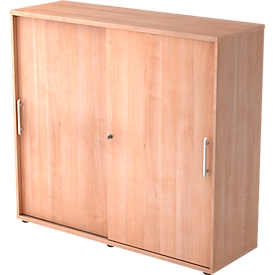 Armario de puertas correderas, 3 AA, An 1200 x P 400 x Al 1100 mm, acabado en nogal