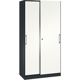 Armario de puertas correderas ASISTO C 3000, 5 alturas de archivo, con cerradura, anchura 1000 mm, antracita/blanco