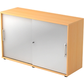 Armario de puertas correderas JENA, 2 AA, frontal plata, An 1200 x P 400 x Al 748 mm, acabado en haya