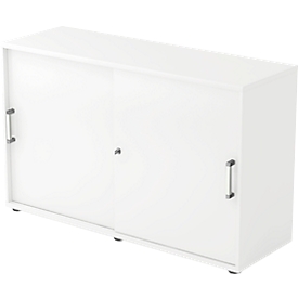 Armario de puertas correderas TARVIS, 2 alturas de archivo, An 1200 x P 400 x Al 748 mm, con cerradura, apilable, blanco